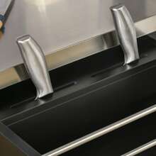 HOMCOM Wooden Kitchen Island On Wheels, Serving Cart Storage Trolley With Stainless Steel Top, Drawer, Side Handle And Rack - Black - View 5