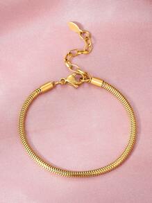 1pc Stainless Steel Snake Bone Bracelet, Unique Design, Titanium Steel Snake Chain, Fashion Jewelry For Women, Suitable For Party And Daily Wear - Yellow Gold - View 5