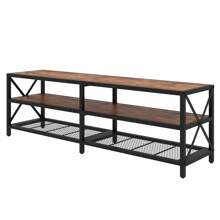 TV Stand For 65 70 75 Inches TVs, Entertainment Center With 3 Tier Open Shelves, Industrial TV Console Table For Living Room, Rustic Brown - 質樸棕色 - 查看 8