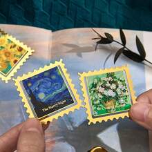 1入組古典繪畫金屬書籤,方形波浪邊框,感謝信提供給作家、老師、朋友、書迷、讀者,生日文具用品禮物 - 藍色 - 查看 4