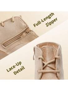 Girls Low Wedge Heel Booties Side Zipper Ankle Boots Toddler/Little Kid/Big Kid - 米色 - 查看 6