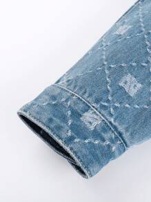 Annil Chaqueta de mezclilla de jacquard diamante versátil de moda para niño preadolescente para primavera y otoño