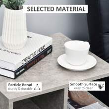 HOMCOM Side Table, 3 Tier End Table With Open Storage Shelves, Living Room Coffee Table Organiser Unit - Grey - View 9