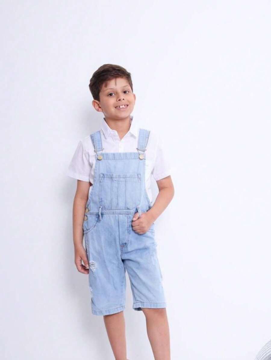 Young Boys Denim Overalls & Jumpsuits - Rửa nhẹ - Xem 1