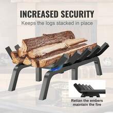18in To 30in Fireplace Log Grate, Heavy Duty Fireplace Grate With 6 Support Legs, 3/4" Solid Powder-Coated Steel Bars, Log Firewood Burning Rack Holder For Indoor And Outdoor Fireplace - 24英寸 - 查看 5