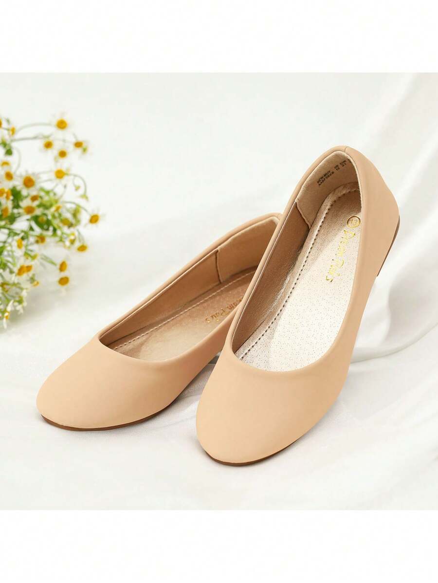 Girl'S Slip-On Mari Jane Ballerina Flat Shoes Back To School Shoes,Girls Fashionable Flat Shoes, Soft Sole Princess Shoes For Kids Students' Daily/Stage/Wedding/Dance Wear - 香檳色 - 查看 1