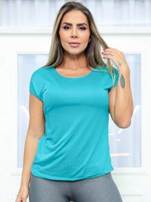 Women Sports Tees & Tanks - 薄荷藍 - 查看 1