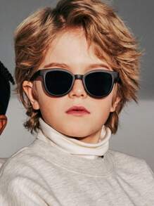 1個時尚圓框tpee材料兒童時尚眼鏡,適合3-14歲的孩子 - 黑色 - 查看 3