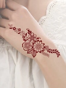 4 Sheet Brown Henna Tattoo Sticker Floral Temporary Tattoo Sticker Mehndi Designs - Brown - View 8