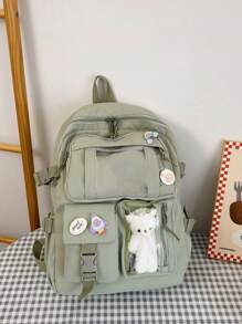 Large Capacity Student Backpack With Highly Attractive, Cute Design, Suitable For 14-16 Years Old, Fashionable, Versatile For Teenagers - Green - View 6