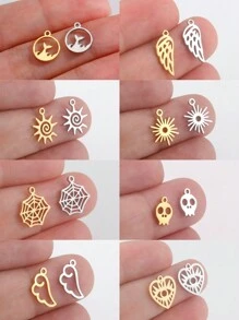 5pcs/Set Stainless Steel Spider Web, Fish Tail, Sun, Light Wing Shaped Mini Pendant For Diy Bracelet, Necklace And Other Jewelry Accessories - Fashion Series - View 11