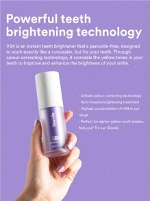 Hismile Three Piece Set, Include V34 COLOUR CORRECTOR,One PAP+ Whitening Toothpaste And PAP+ Whitening Strips,Purple Teeth Whitening Teeth Cleaning Mousse,Powerful Teeth Brightening Technology Washing Toothpaste, Deeply Cleaning At Home Travel., For Daily Use - V34 Tooth Tinting Essence + Whitening Toothpaste + Whitening Tooth Strips - View 4