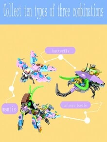 Insect-Themed Building Blocks Include 10 Different Styles Of Insect Building Blocks. Collect 10 Styles To Form 3 Types Of Insects. Party Favors Boys Girls Toys - Multicolor - View 2