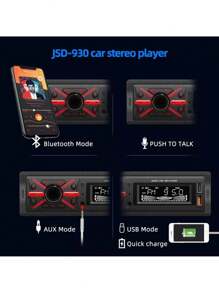 Auto estereo Bluetooth 1 DIN JSD-930 USB Auxiliar FM 12V - Negro - Ver 5