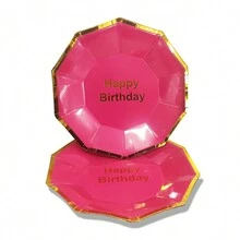 10入組粉色生日紙盤,用於生日派對的7英寸和9英寸圓形裝飾性紙盤 - happy birthday 粉紅7吋紙盤 - 查看 4