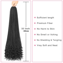 Crochet Box Braids Hair With Curly Ends 3 Packs Pre Looped Crochet Braids Goddess Box Braids Crochet Box Braid Hair(32 Inch,1B) - Black - View 3