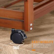 HOMCOM Rolling Kitchen Cart, 2-Drawer Utility Pine Wood Trolley With 2 Baskets, 6-Bottle Wine Rack & Tile Top - Yellow - View 3