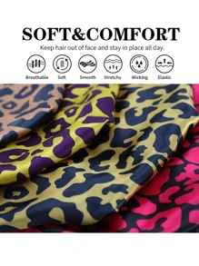 动物纹缎面睡帽 - 宽弹力带搭配丝滑护发层 | 柔软时尚的头饰，适合夜间及日常护发睡眠。 - 彩色 - 查看 4