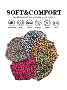 动物纹缎面睡帽 - 宽弹力带搭配丝滑护发层 | 柔软时尚的头饰，适合夜间及日常护发睡眠。 - 彩色 - 查看 3