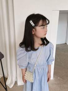 1pc Girl's Faux Pearl Beaded Openwork Princess Style Cross-Body Bag, Ideal For Spring, Summer And Festival Decorations