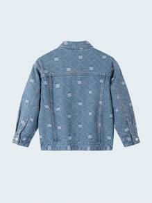 Annil Chaqueta de mezclilla de jacquard diamante versátil de moda para niño preadolescente para primavera y otoño