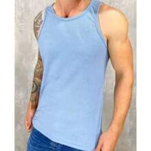 Men Tank Tops - 淺藍色 - 查看 2