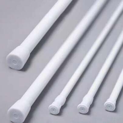 1 件带内置弹簧的可扩展多功能浴帘杆、2 个浴室轨道挂钩、可调节滑动挂钩、多用途柜门储物架、壁挂式毛巾杆、用于装饰窗帘、浴帘、浴室配件家居浴室装饰秋季装饰返校