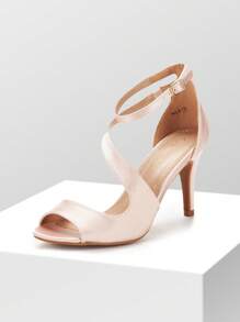 Women Fashion Stiletto Heeled Sandals Peep Toe Cross Strap High Chunky Elegant Dress Heeled Sandals, For Prom, Party, Wedding - 香檳色 - 查看 4