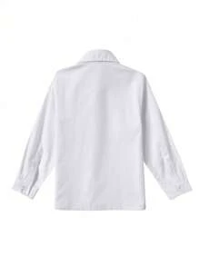 男童衬衫长袖衬衫男孩正装衬衫制服青少年儿童休闲白色标准百搭 6-16 岁 - 白色 - 查看 2
