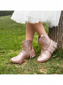 Girls Western Boots | Ankle Cowboy Boots With Tassel And Side Zipper For Little & Big Kid - 粉色 - 查看 8