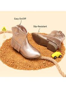 Girls Western Boots | Ankle Cowboy Boots With Tassel And Side Zipper For Little & Big Kid - 粉色 - 查看 6