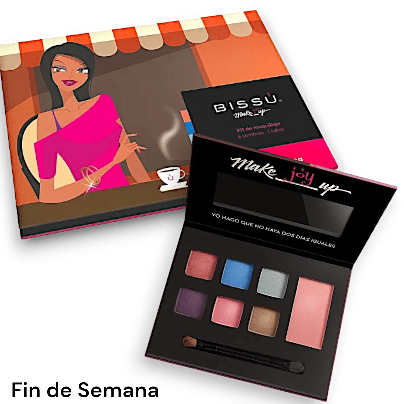 Paleta de maquillaje Ocasion Fin de semana se compone de 6 sombras, 1 rubor y aplicador de sombra - Multicolor - Ver 1