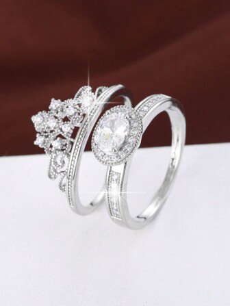 2入組時尚皇冠設計情侶戒指