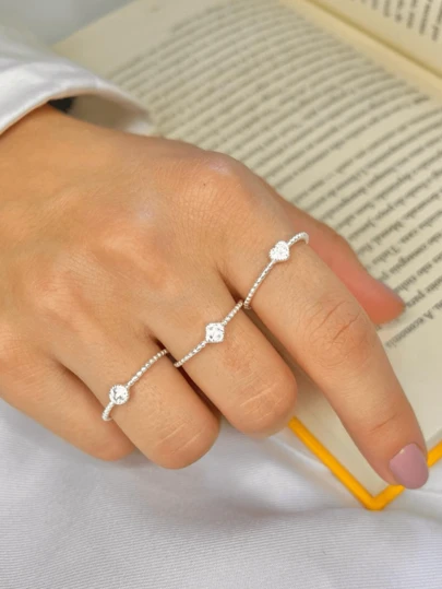 Mix Anel Geométrico Zirconia Prata 925 Legitima