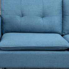 HOMCOM Two Seater Sofa For Living Room, Button Tufted Fabric Couch With Cushions - Blue - View 8