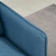 HOMCOM Two Seater Sofa For Living Room, Button Tufted Fabric Couch With Cushions - Blue - View 4