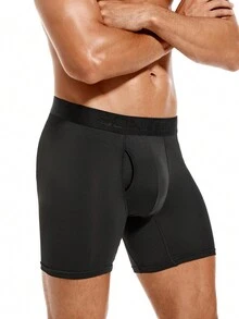 2pcs Men's Breathable And Comfortable Open Front Boxer Briefs - Black - View 3