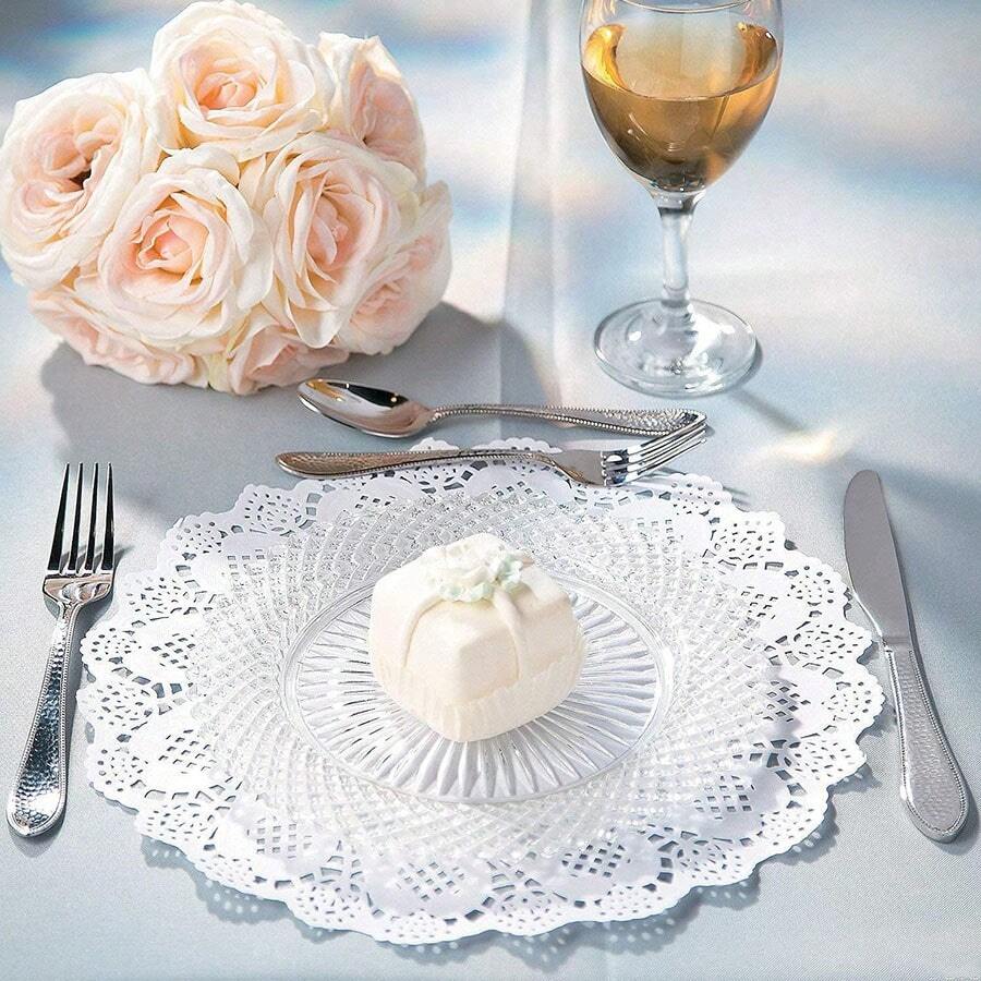 100pcs/150pcs Lace Paper Doilies In Various Sizes, , Modern Decorative Placemats For Crafts, Coffee, Cake, Dessert, Table, Wedding, Tableware Decorations, Absorbent Papers For Fried Food, Pizza, Pastry - 5.5 Inch 14cm Flower Base Paper [about 150 Sheets] - View 1