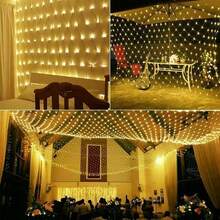 LED Net Mesh Fairy String Lights Curtain Christmas Party Garden Indoor Outdoor - White - View 2