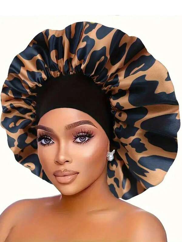Cuffietta da notte in raso a stampa animale per donne - Fascia elastica ampia con strato protettivo di capelli setosi | Accessorio per capelli moda morbido per la cura dei capelli di notte e di uso quotidiano