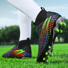 一雙新款男子專業足球鞋,ag釘子足球鞋,高筒透氣足球鞋,適用於情侶的戶外足球鞋,供訓練和比賽使用,經典的皮革足球鞋ronaldo - 黑色 - 查看 8