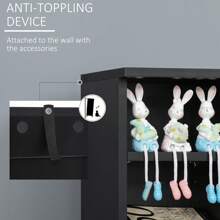 HOMCOM 204 CD Media Display Shelf Unit Set Of 2 Blu-Ray Tower Rack W/ Adjustable Shelves Bookcase Storage Organiser - Black - View 6