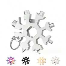 Dụng cụ đa năng hình bông tuyết mini 18 trong 1, Dụng cụ mở nắp chai hình bông tuyết bằng thép không gỉ / Bộ tuốc nơ vít Phillips phẳng / Cờ lê Quà tặng Giáng sinh cho nam giới, Dụng cụ tiện ích cắm trại thú vị, Quà tặng cắm trại độc đáo - Bạc - Xem 1