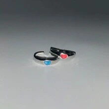2pcs/Set Adjustable Luminous Heart Shaped Ring Set, Great As Gift For Boyfriend, Girlfriend, Best Friends, Family Members