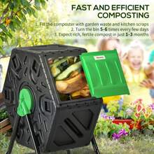 Outsunny 65L Compost Bin For Garden Rotating Compost Maker With Steel Legs And 48 Ventilation Openings - Green - View 4