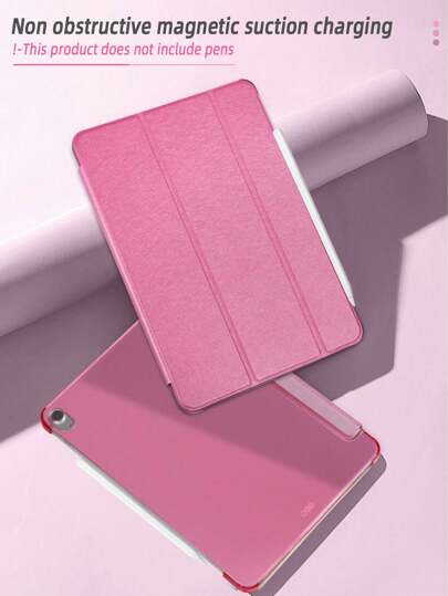 1 pezzo Custodia per tablet in seta di gelso con texture slim e pieghevole a tre ante, leggera e pratica con funzione di sonno/risveglio, adatta per iPad Mini 4/5/6/9.7/10.2/10.5/Air 4/Air 5/10th/10.9/Pro 11"/Air 11"(M2)/Pro 11"(M4)/2024/iPad Air 11-Inch (M3) 2025/iPad (A16) 11 Inch 11th Generation 2025, cover posteriore in PC + cover anteriore in texture di seta, supporto fisico a triangolo, supporto non magnetico, ultra sottile e portatile, senza slot per la penna