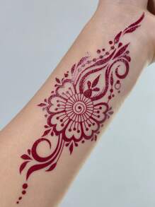 4 Sheet Brown Henna Tattoo Sticker Floral Temporary Tattoo Sticker Mehndi Designs - Brown - View 9