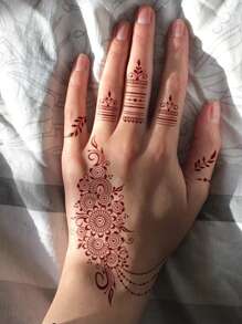 4 Sheet Brown Henna Tattoo Sticker Floral Temporary Tattoo Sticker Mehndi Designs - Brown - View 7