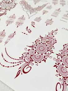 4 Sheet Brown Henna Tattoo Sticker Floral Temporary Tattoo Sticker Mehndi Designs - Brown - View 5