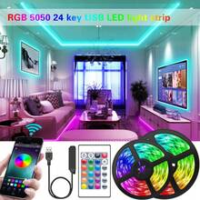 RGB 5050 LED Strip Light 32Ft, Color Changing Strip Light With Remote Control, RGB LED Strip Light For TV Backlight, Bedroom PC Monitor, USB Biased LED Lighting Kit For Mirror Cabinet And Table - Multicolor - View 2